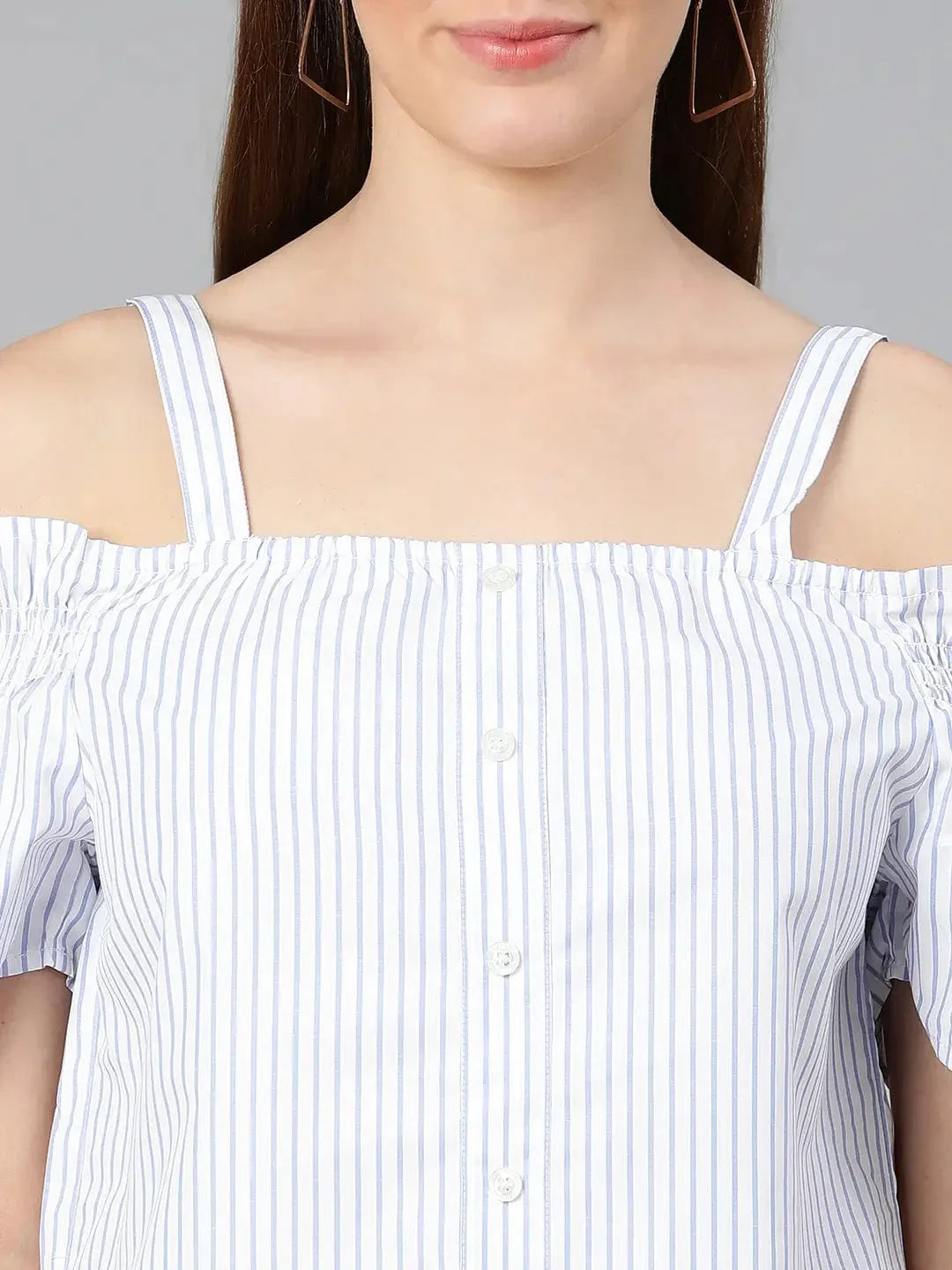 Strickey Stripes Print Strap Women Top - oxolloxo