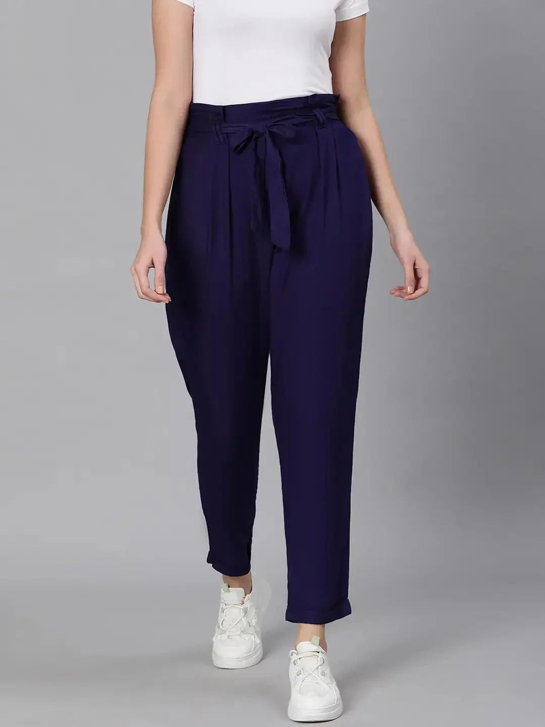 Magnetic Blue Tie-Knot Women Pant - oxolloxo