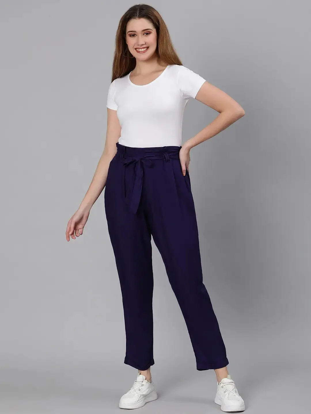 Magnetic Blue Tie-Knot Women Pant - oxolloxo
