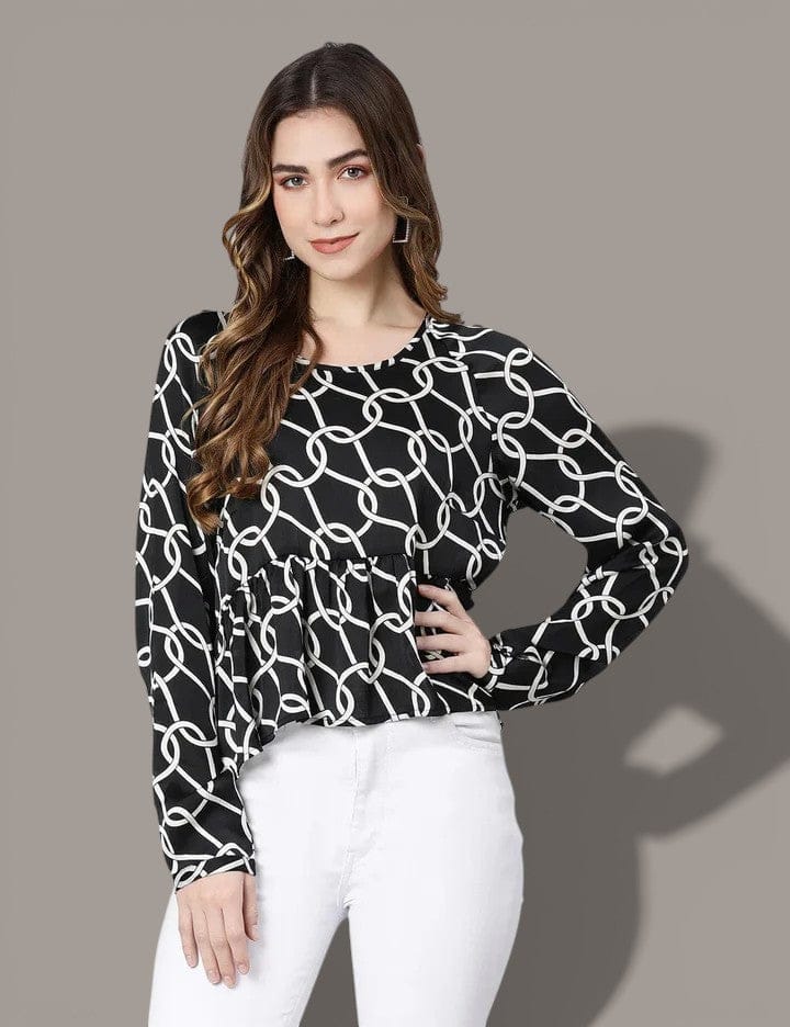 Women's Black Printed Top