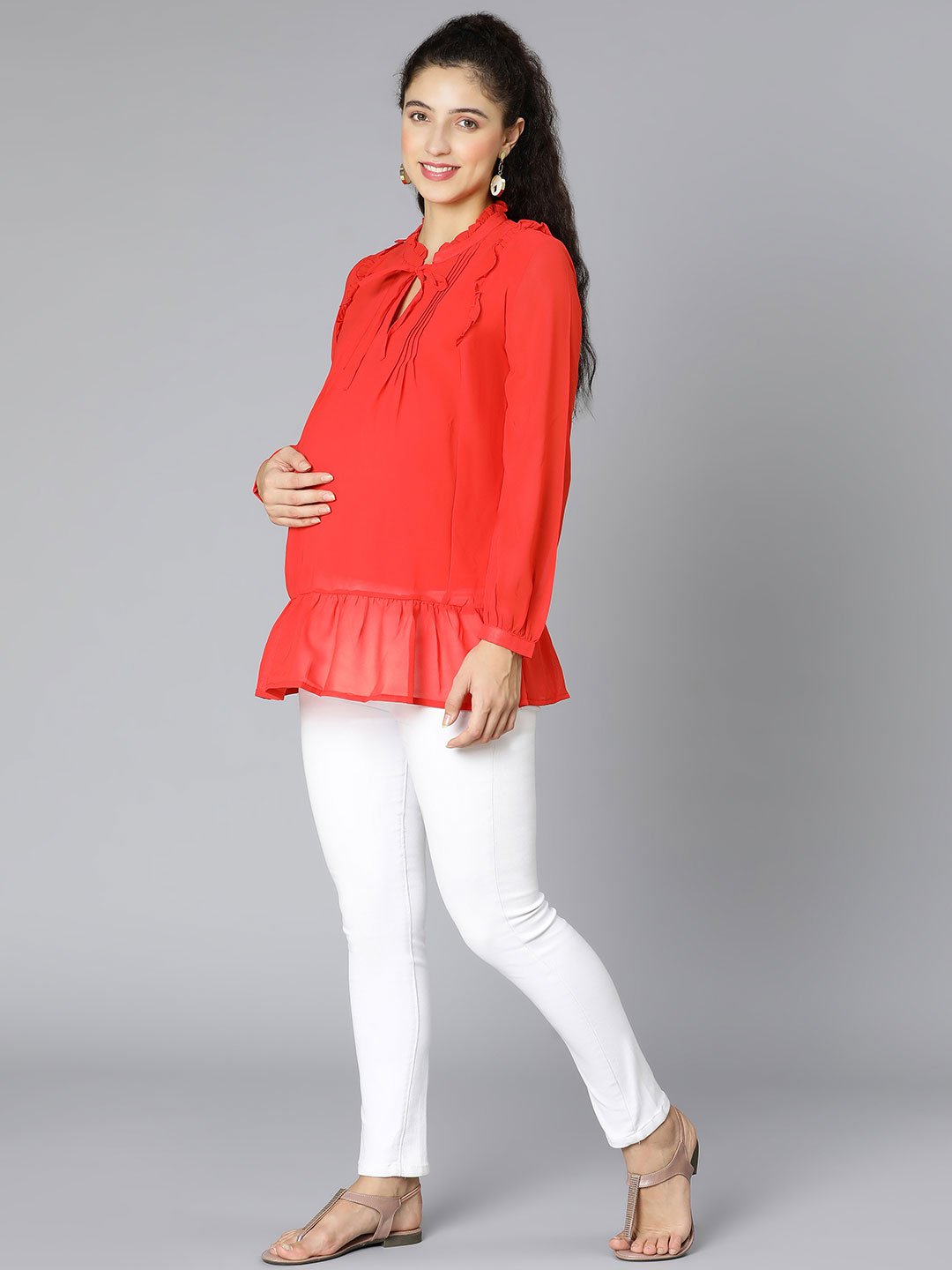 Glown Up Red Women Maternity Top For Expecting Mothers