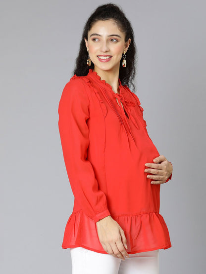 Glown Up Red Women Maternity Top For Expecting Mothers