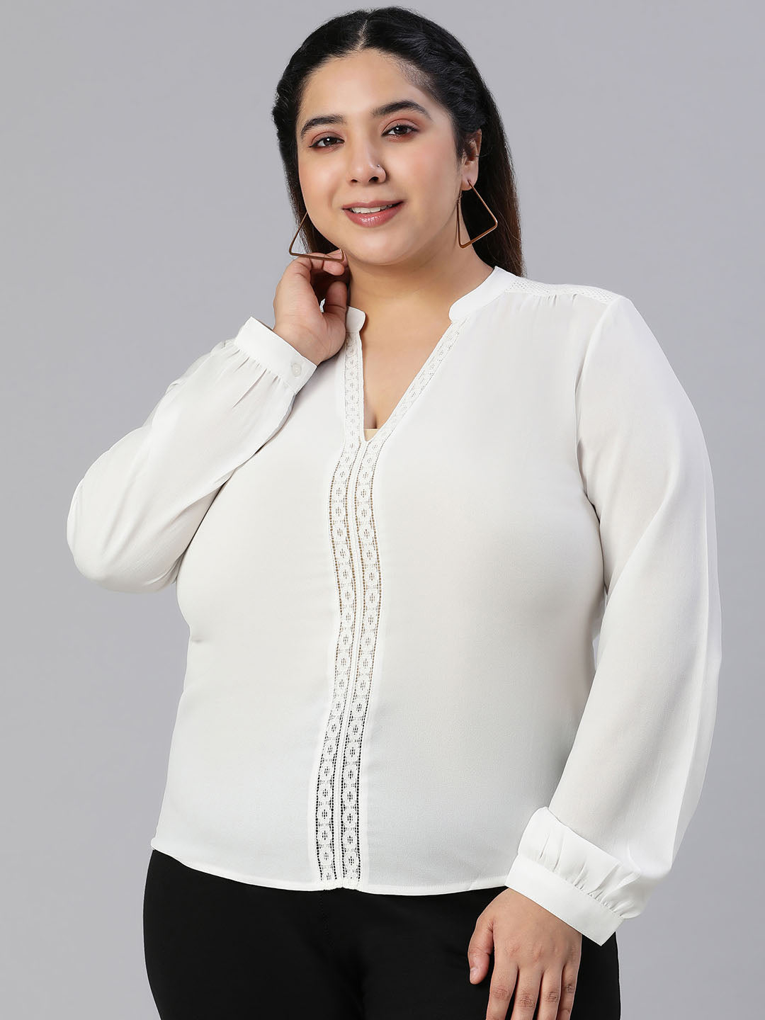 Canvas White Party Wear Plus Size Women Top Now