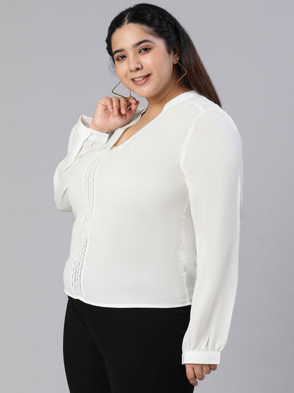 Canvas White Party Wear Plus Size Women Top Now