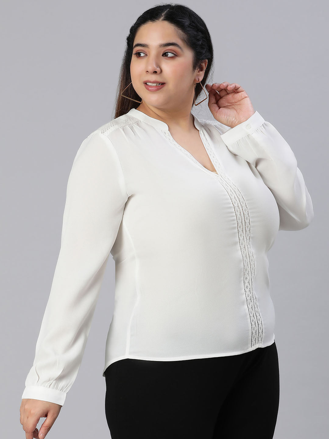 Canvas White Party Wear Plus Size Women Top Now