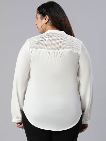 Canvas White Party Wear Plus Size Women Top Now