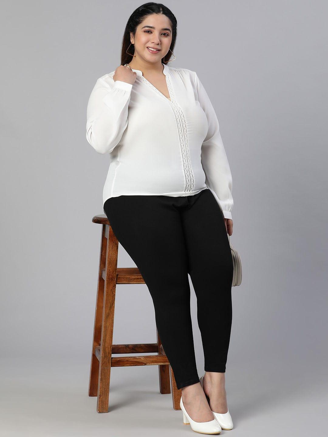 Canvas White Party Wear Plus Size Women Top Now