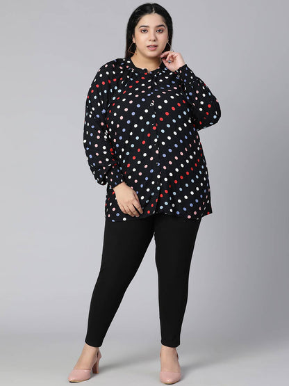 Ablaze Polka Dot Plus Size Women Casual Top Today