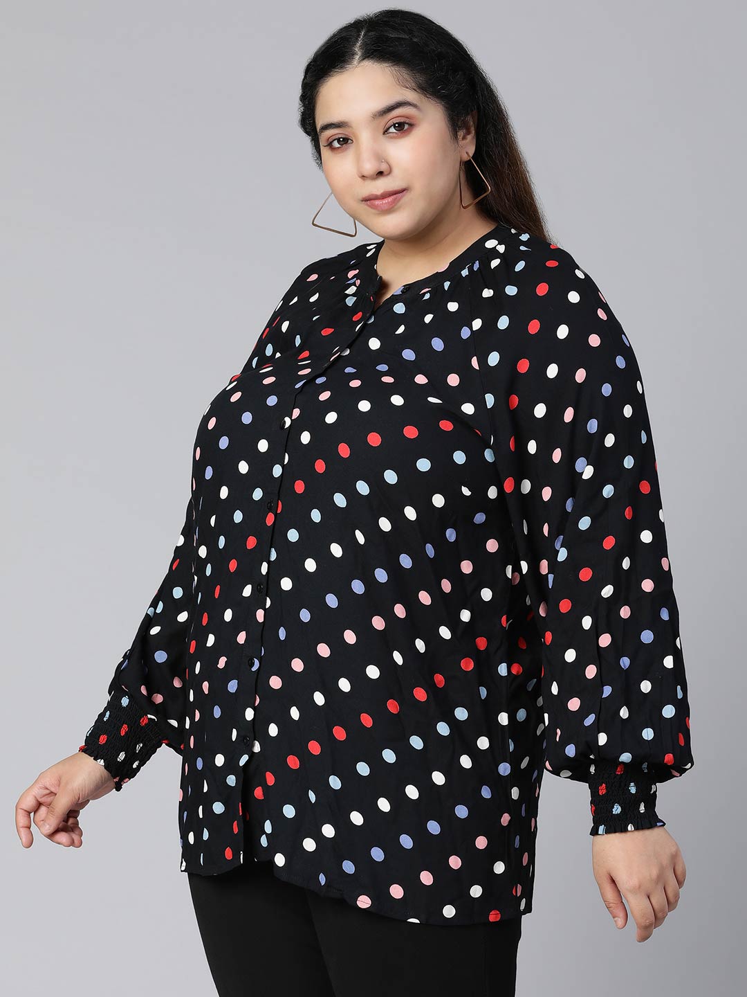 Ablaze Polka Dot Plus Size Women Casual Top Today