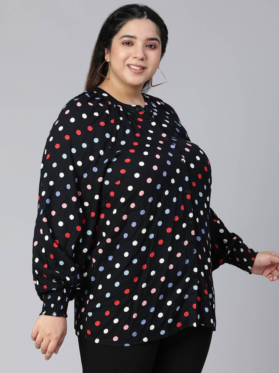 Ablaze Polka Dot Plus Size Women Casual Loopy Top Today