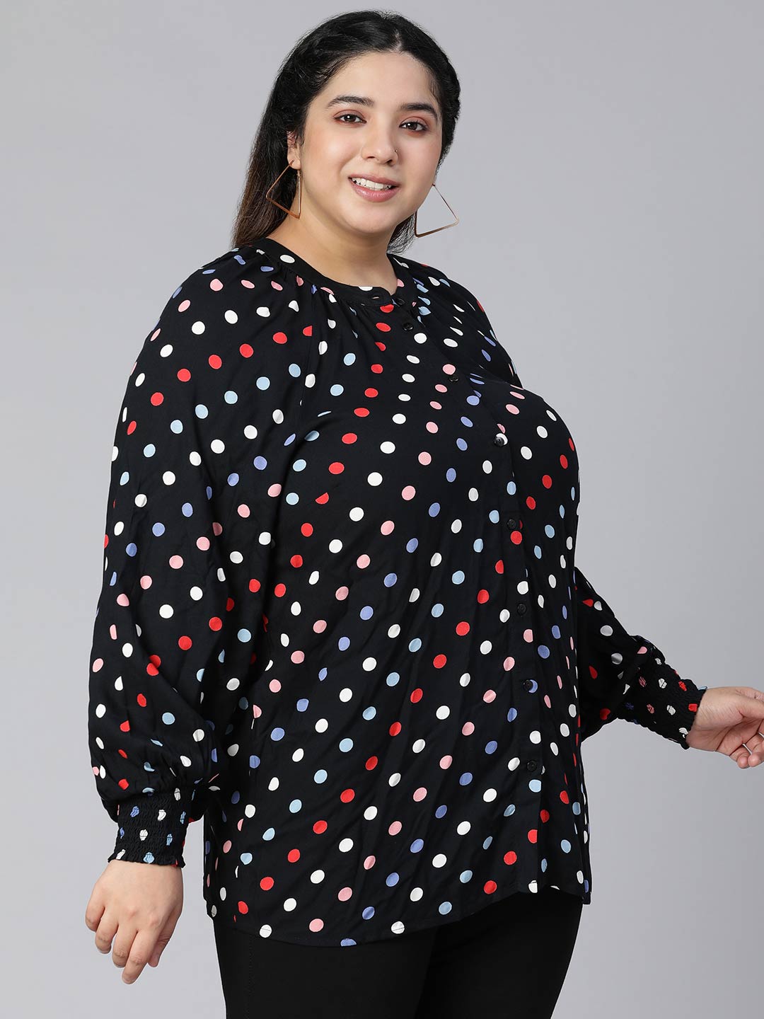 Ablaze Polka Dot Plus Size Women Casual Top Today