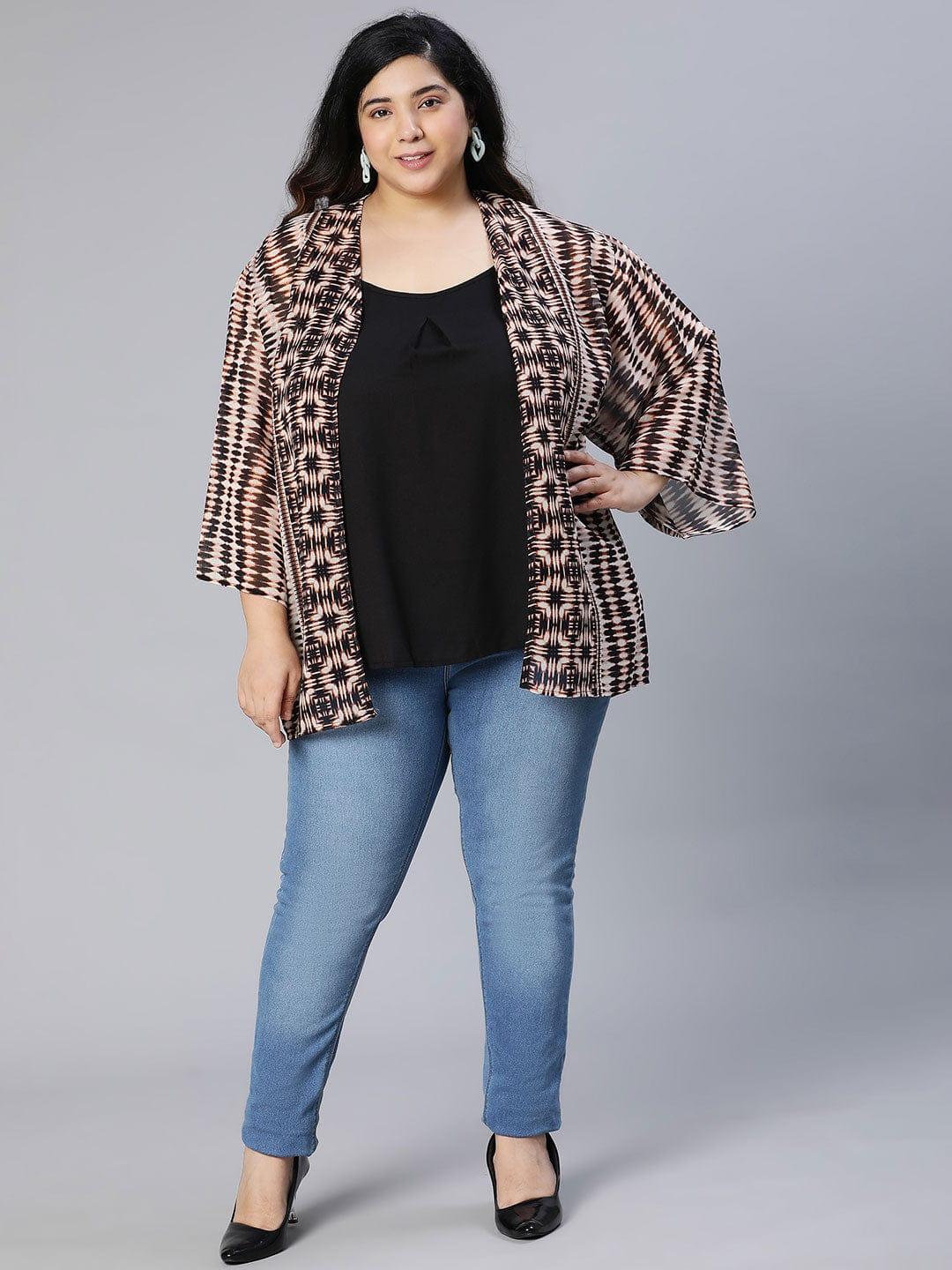 Geomantic Polyester Printed Plus Size Snaky Shrug For Stylish Women