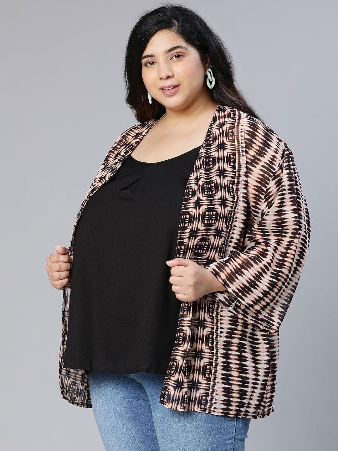 Geomantic Polyester Printed Plus Size Snaky Shrug For Stylish Women