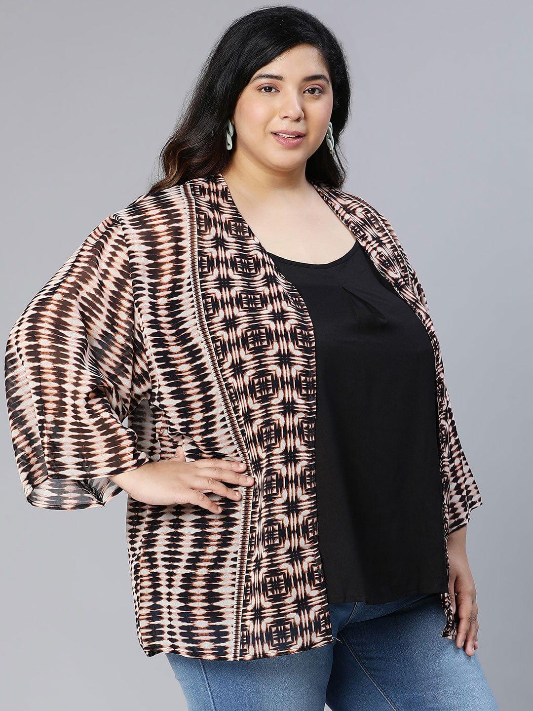 Geomantic Polyester Printed Plus Size Snaky Shrug For Stylish Women