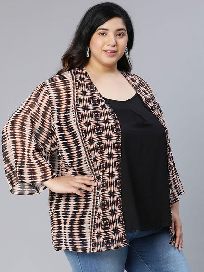 Geomantic Polyester Printed Plus Size Shrug For Stylish Women