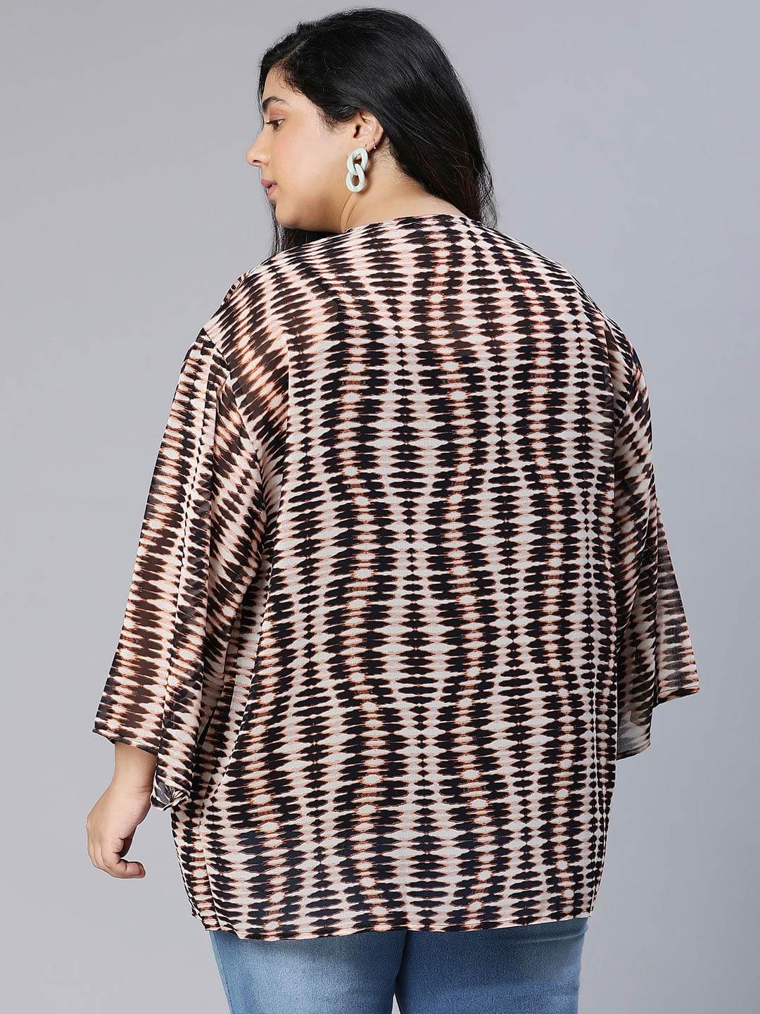 Geomantic Polyester Printed Plus Size Snaky Shrug For Stylish Women