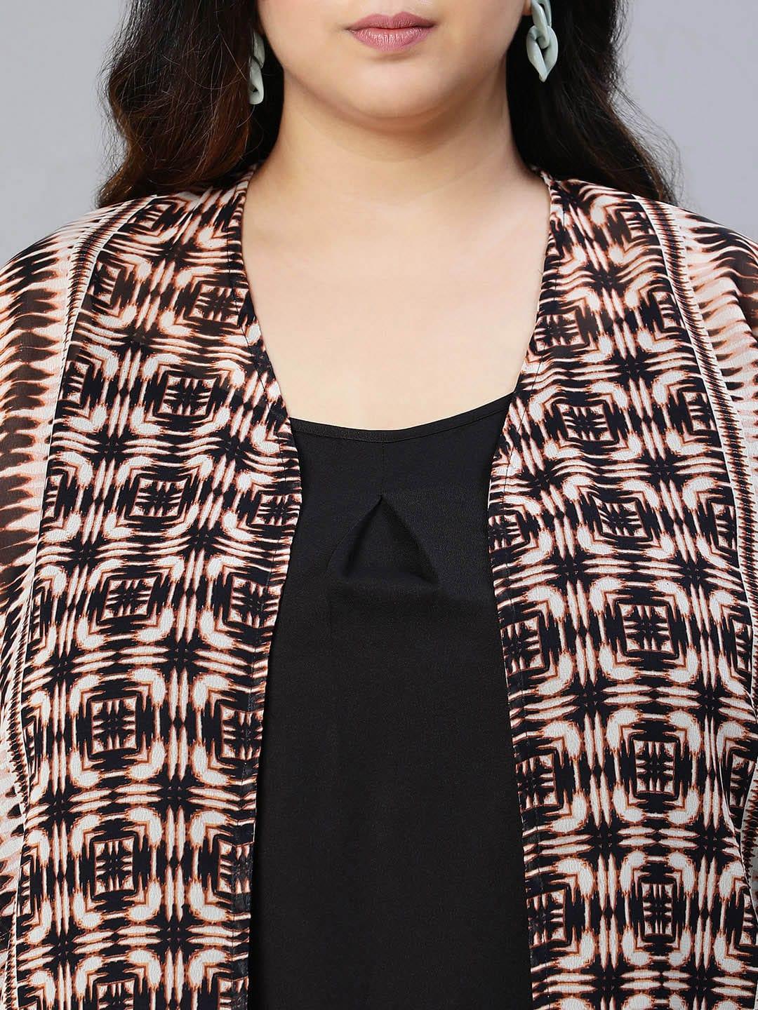 Geomantic Polyester Printed Plus Size Snaky Shrug For Stylish Women