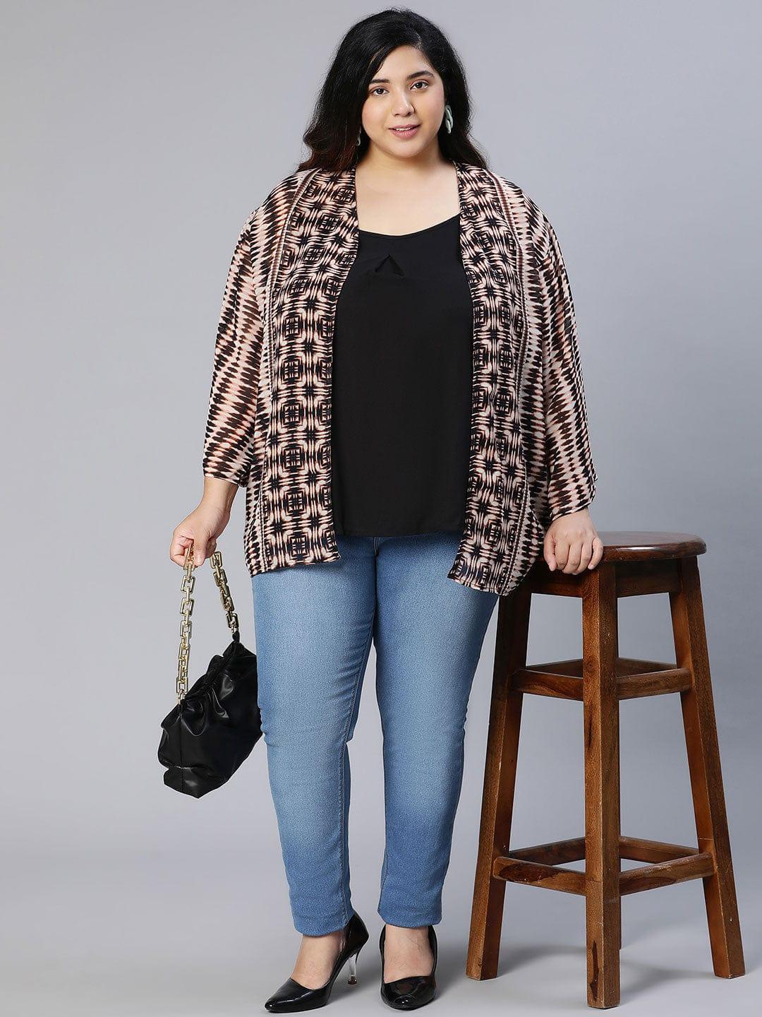 Geomantic Polyester Printed Plus Size Snaky Shrug For Stylish Women