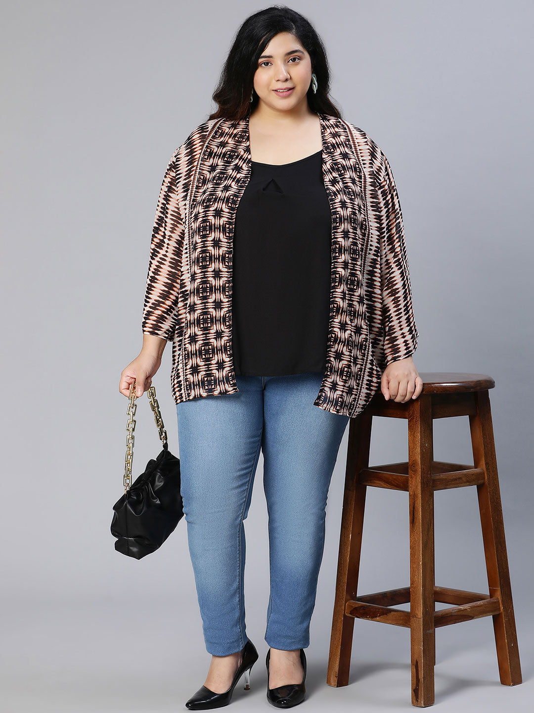 Geomantic Polyester Printed Plus Size Shrug For Stylish Women