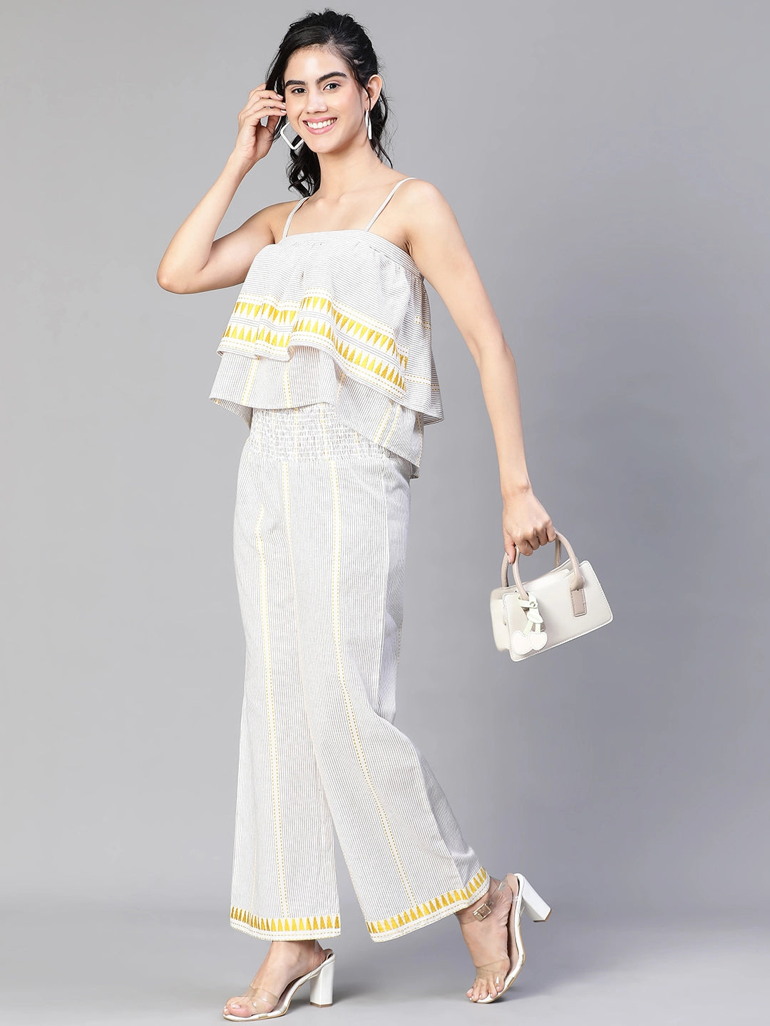 Women Shoulder Strap Top and Elasticated Pant Co-Ord