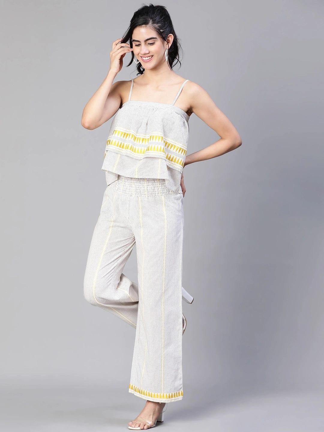 Women Shoulder Strap Top and Elasticated Pant Co-Ord