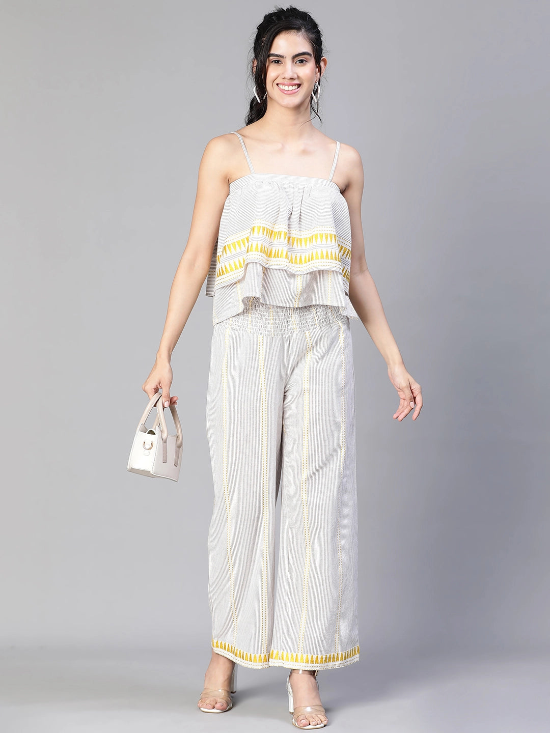 Women Shoulder Strap Top and Elasticated Pant Co-Ord