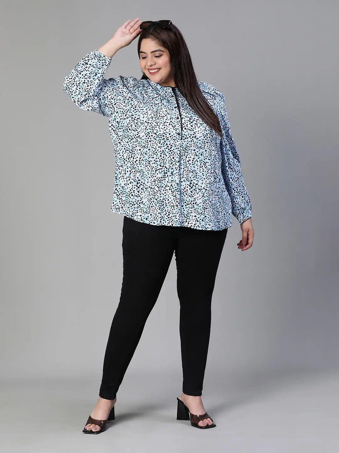 Vintage Animal Print Laced Multicolor Plus Size  Loopy Top For Women
