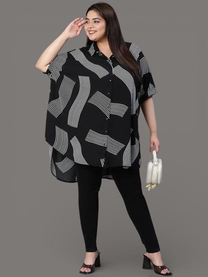Plus Size Black Gray Baggy Tunic
