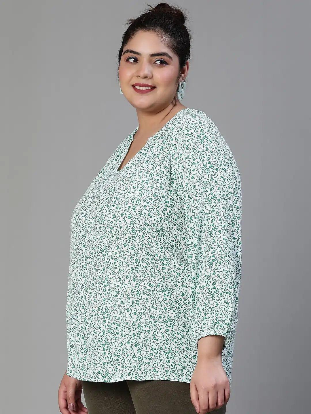 Shell-Out Floral Print Casual Cotton Plus Size Loopy Top Now