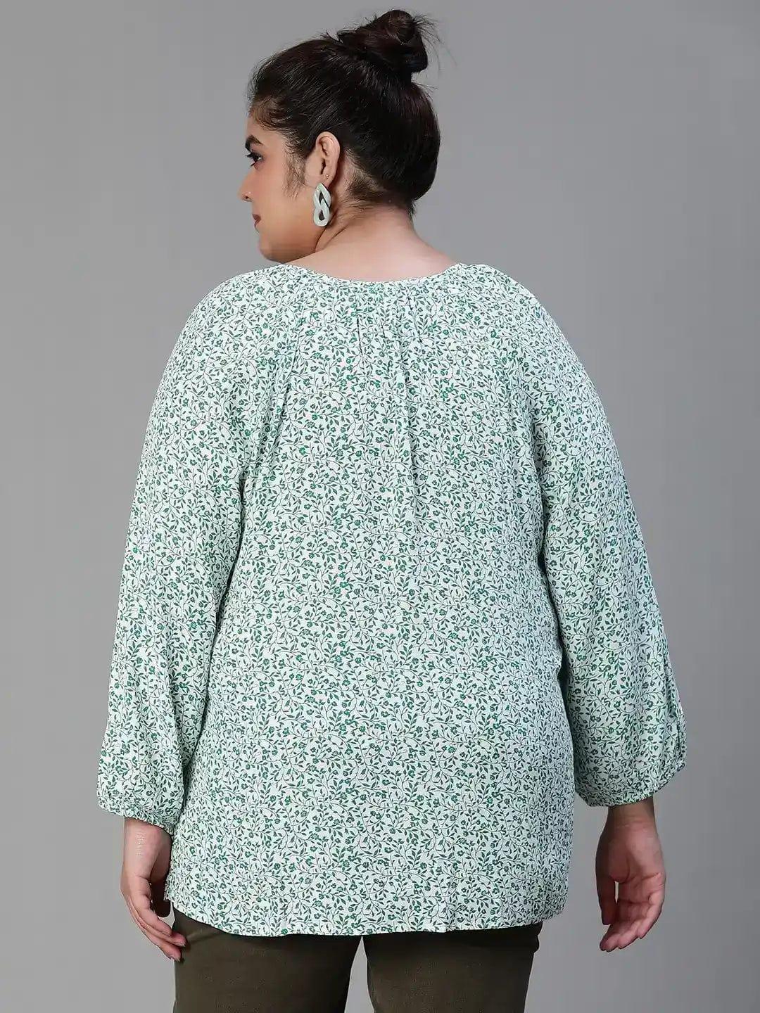 Shell-Out Floral Print Casual Cotton Plus Size Loopy Top Now