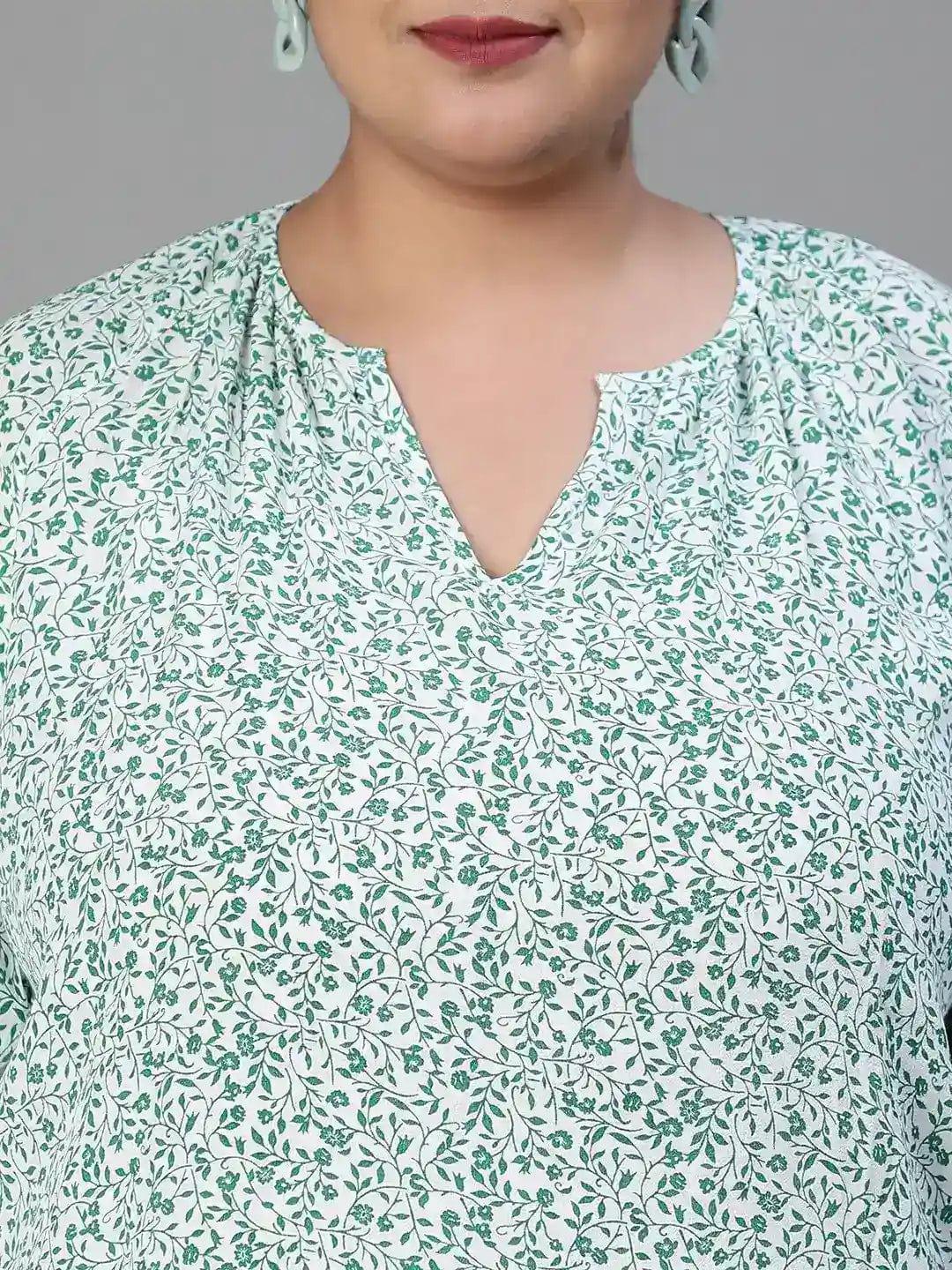 Shell-Out Floral Print Casual Cotton Plus Size Loopy Top Now