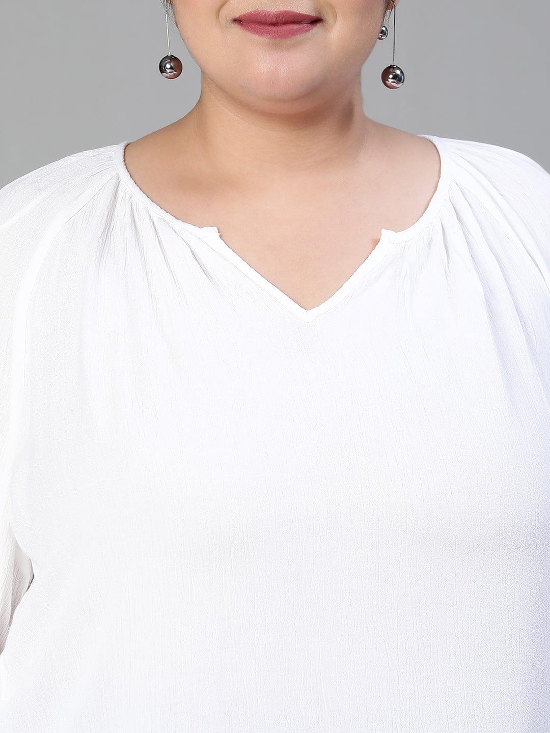 Blinged white embroidered  plus size women Loopy Top