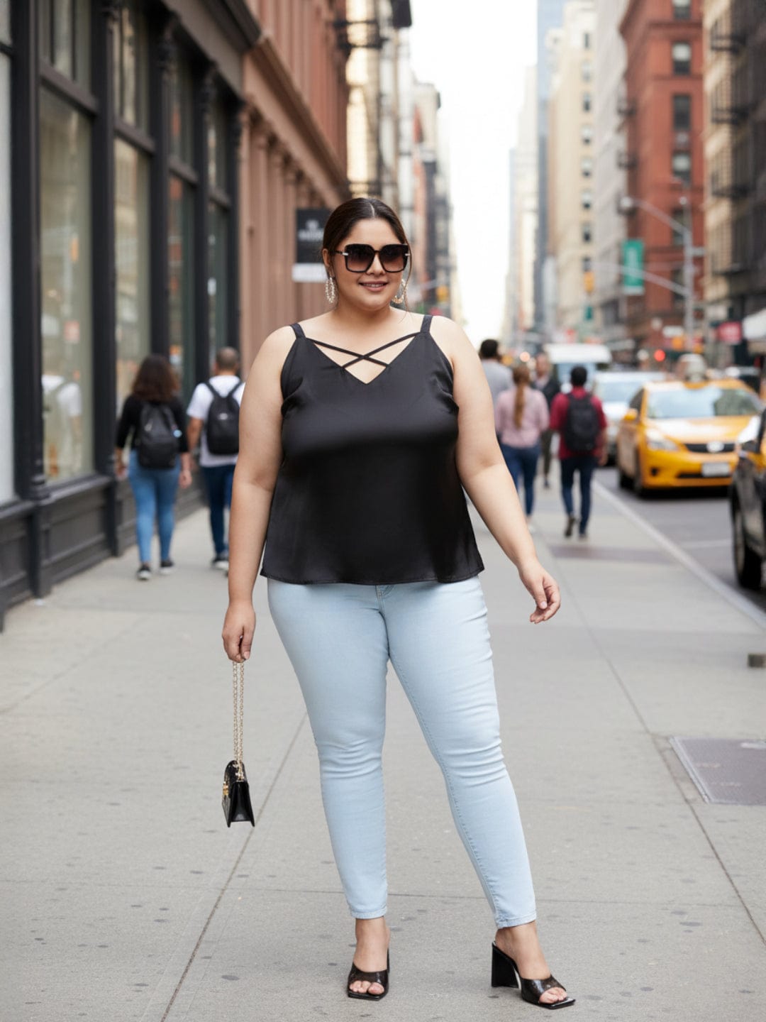 Heartily Black Criss Cross Back plus Size Loopy Top