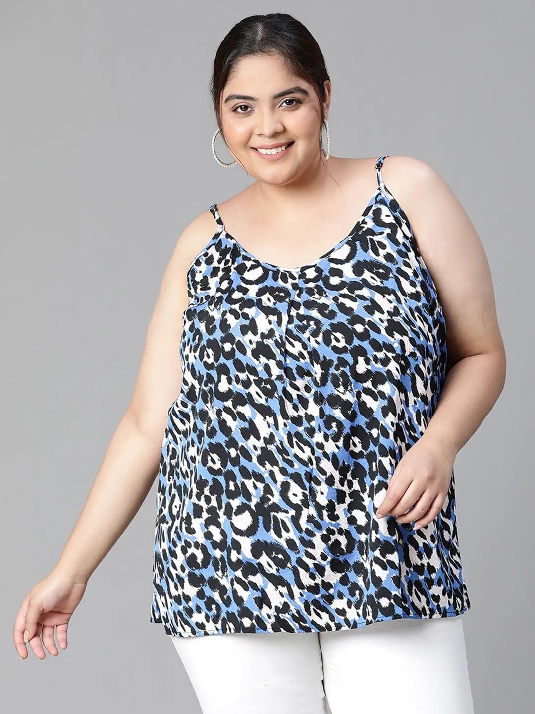 Striking Multicolor Animal Print Plus Size Loopy Top