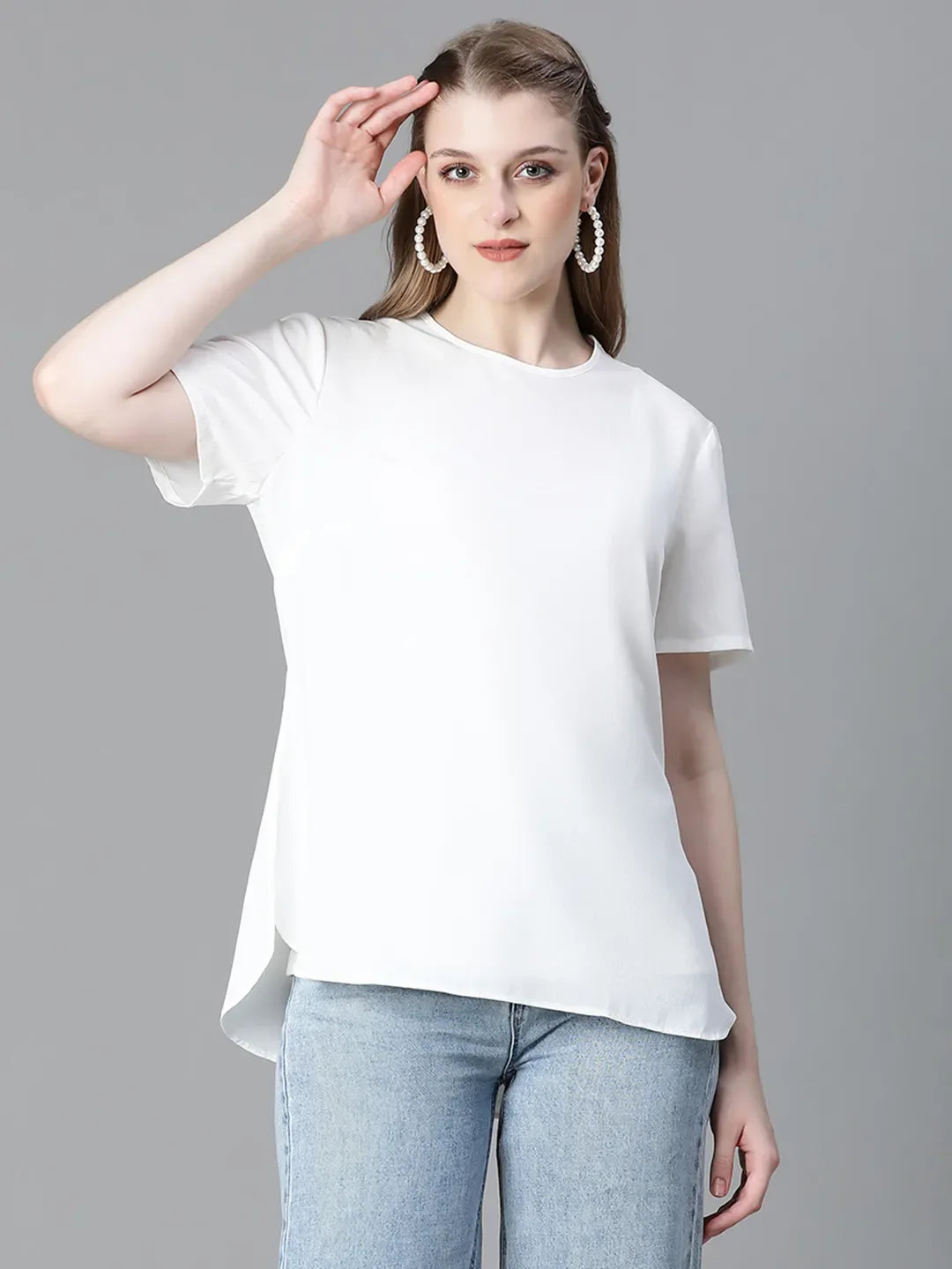 Extra White Short Sleeve Women Casual Top