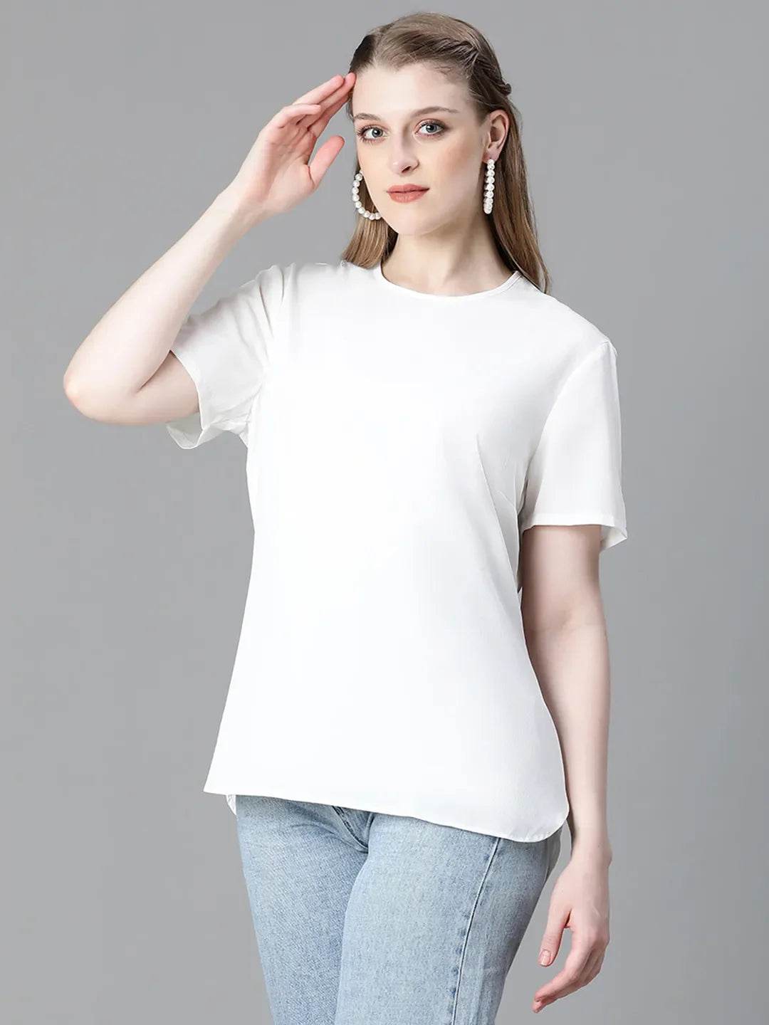 Extra White Short Sleeve Women Casual Top