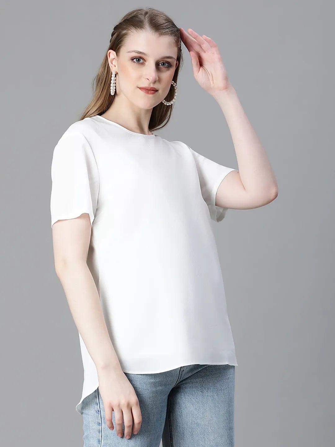 Extra White Short Sleeve Women Casual Top