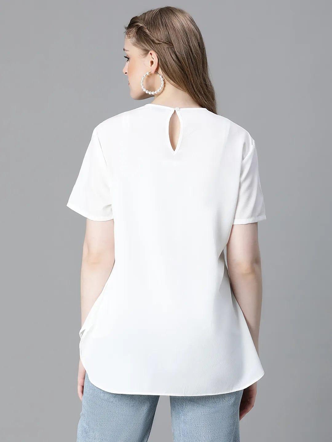 Extra White Short Sleeve Women Casual Top