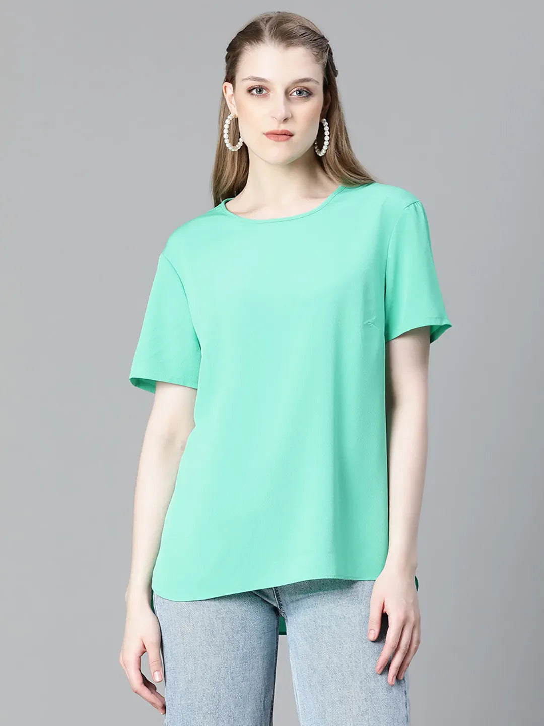 Heavenly Green Short Sleeve Women Casual Top