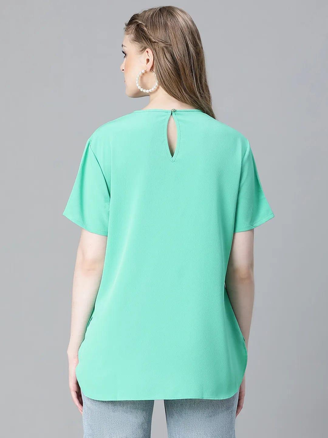 Heavenly Green Short Sleeve Women Casual Top