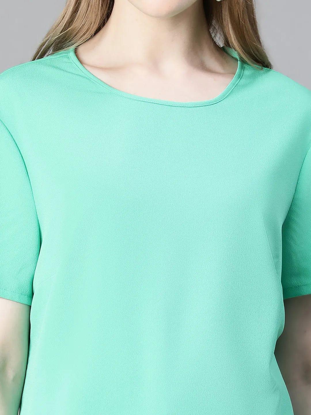 Heavenly Green Short Sleeve Women Casual Top