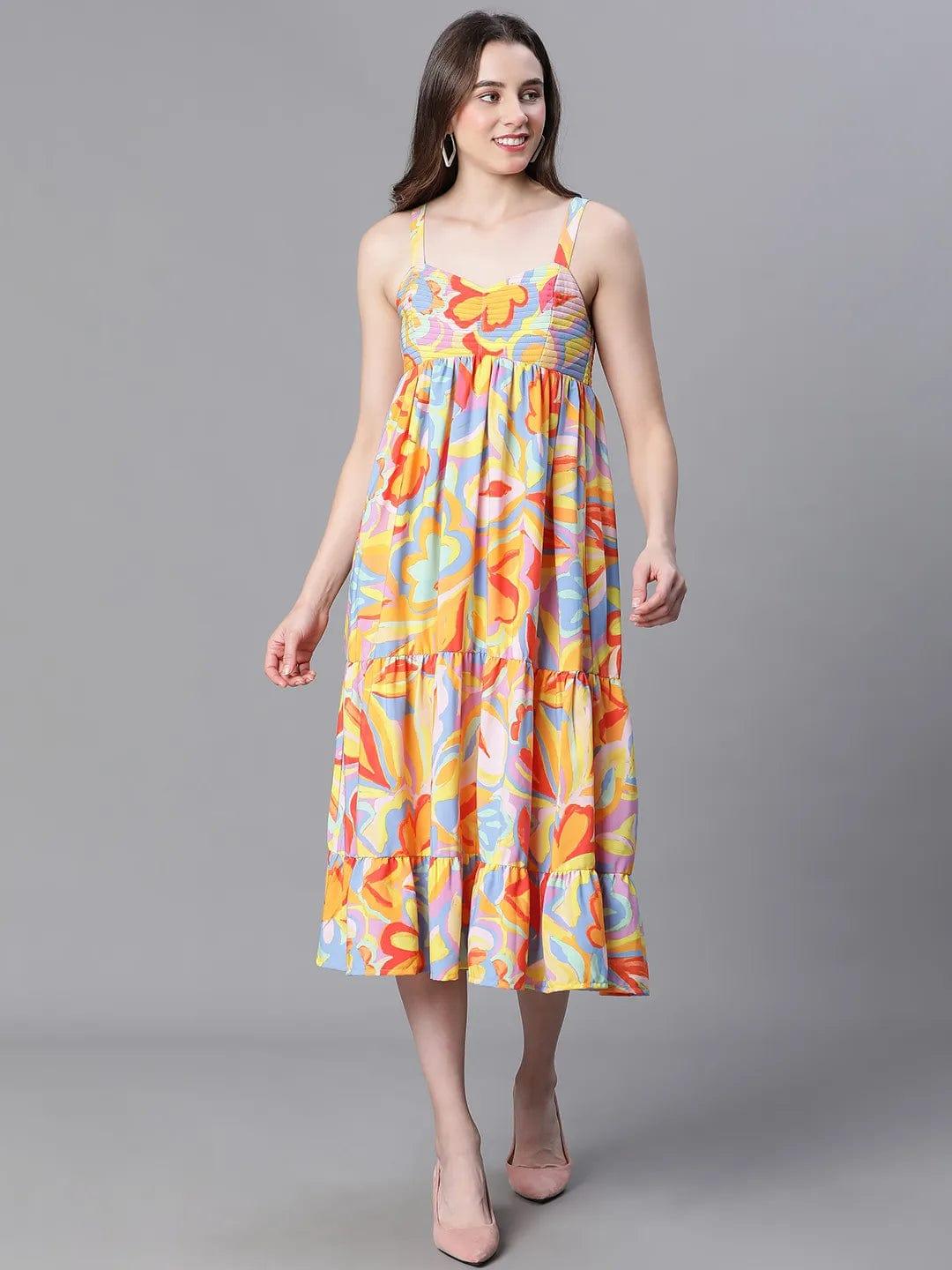 All Pretty Floral Print Sleeveless Shoulder Strap Women Dress