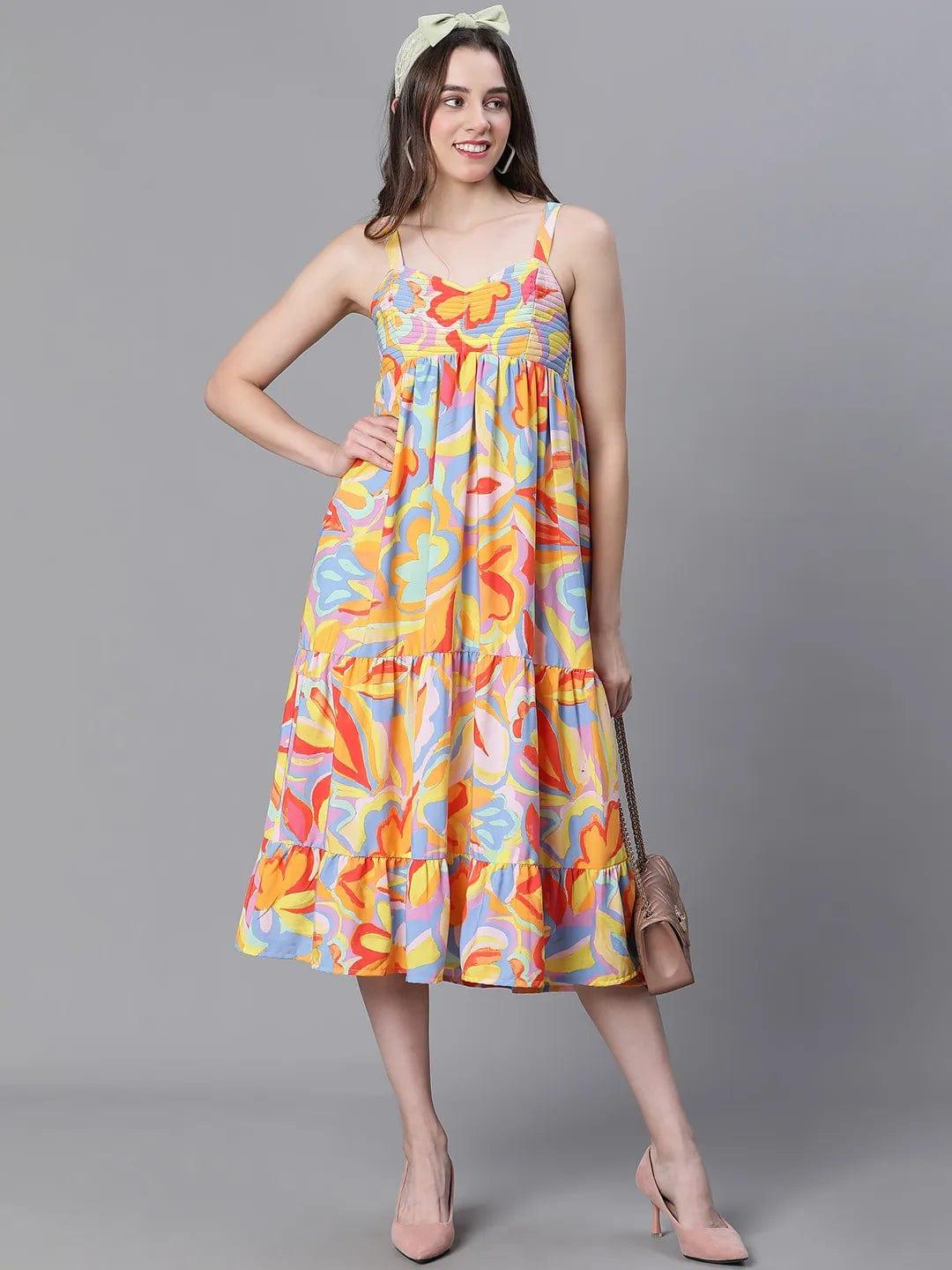 All Pretty Floral Print Sleeveless Shoulder Strap Women Dress