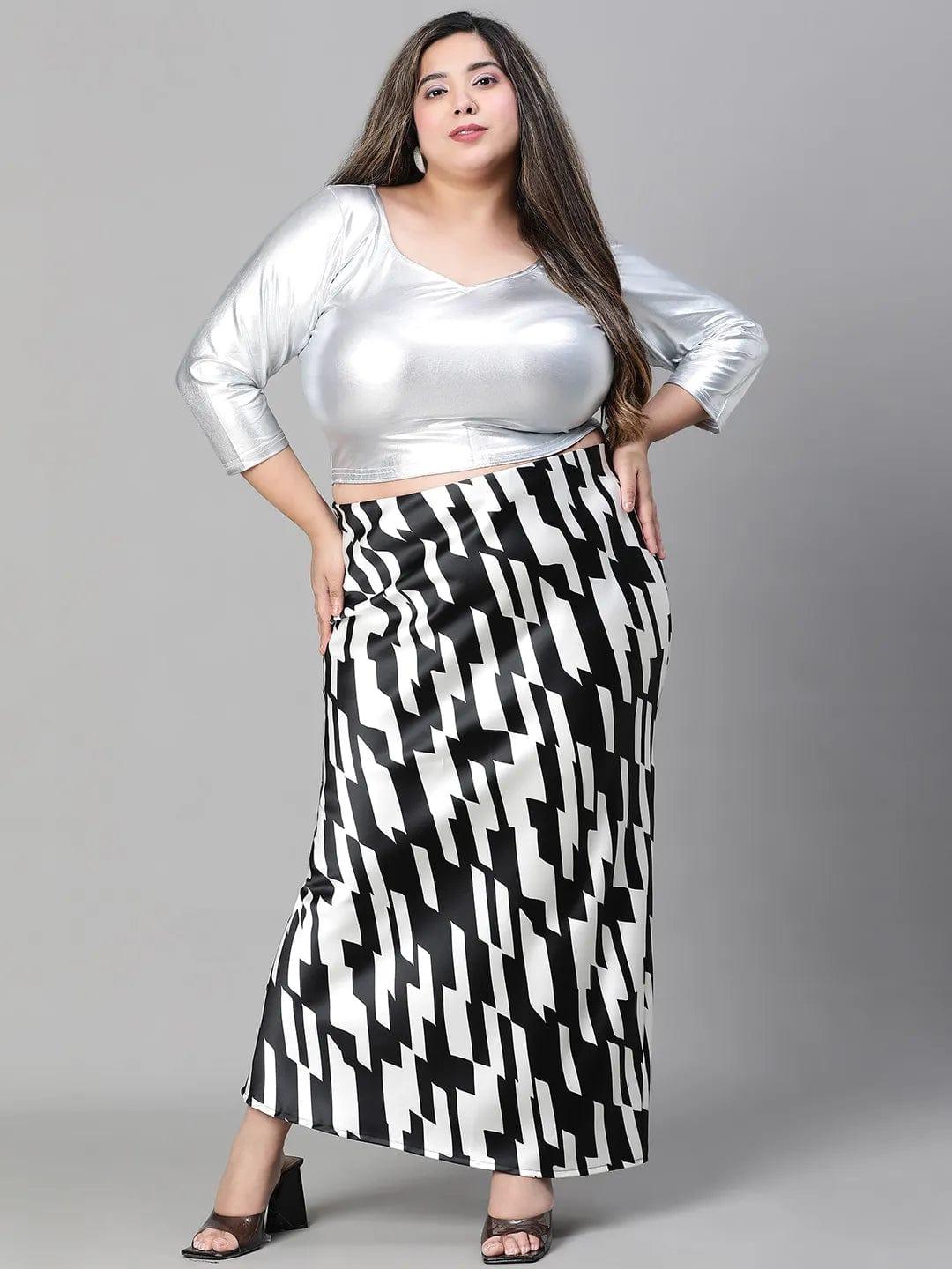 Plus size skirt black and white best sale