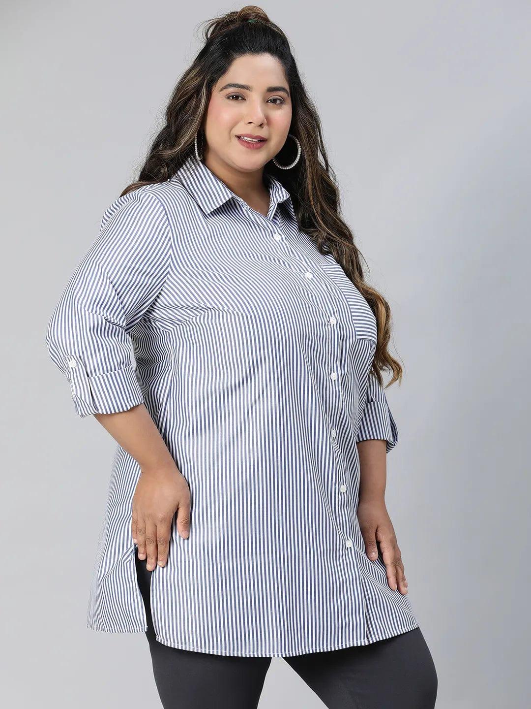 The Blue Collared Long Sleeve Plus Size Shirt