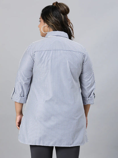 The Blue Collared Long Sleeve Plus Size Shirt