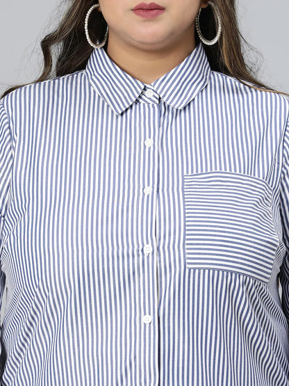 The Blue Collared Long Sleeve Plus Size Shirt