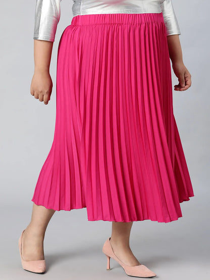 Starlight Pink Elasticated Pleated Plus Size Skirt