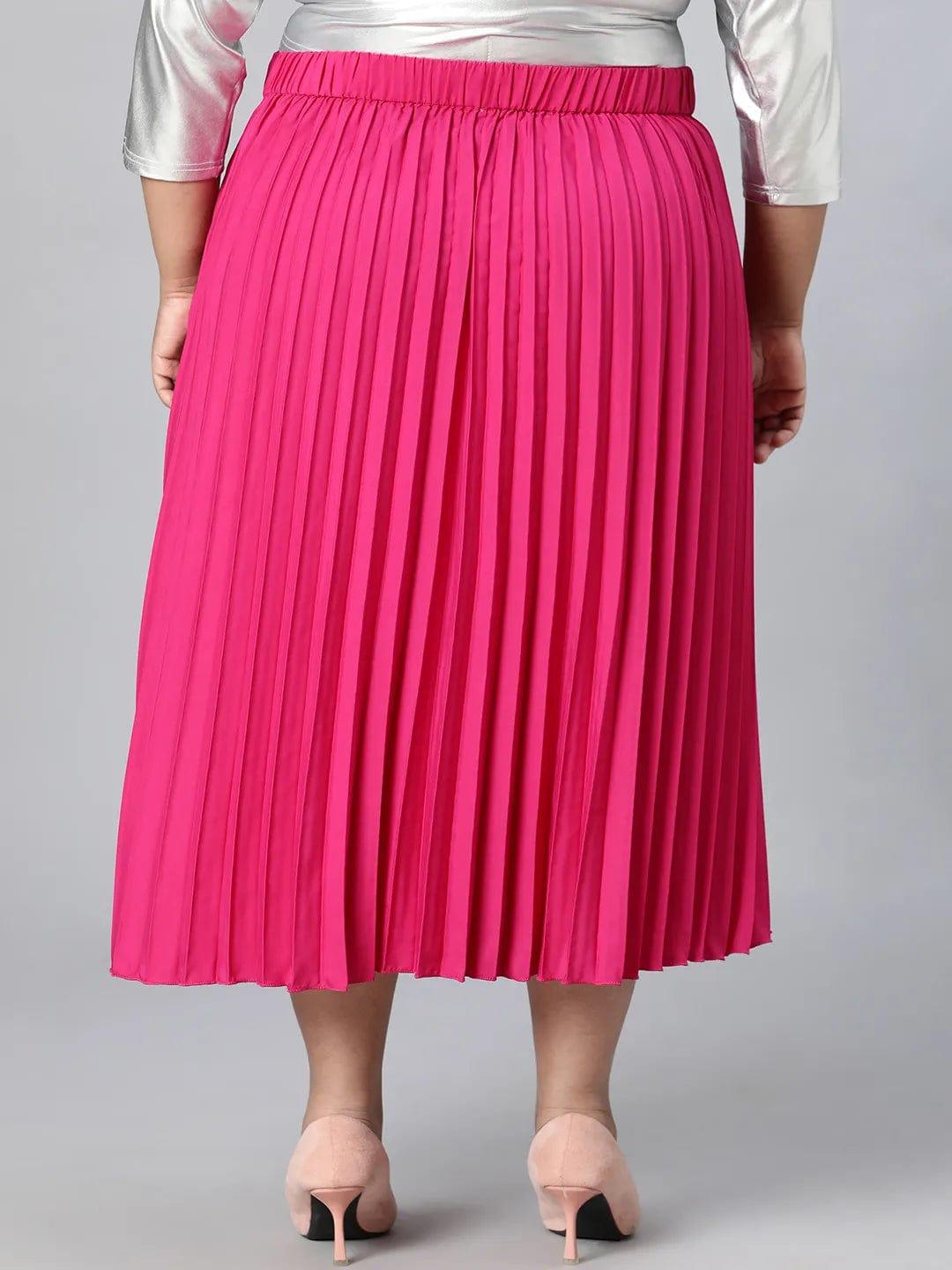 Starlight Pink Elasticated Pleated Plus Size Skirt