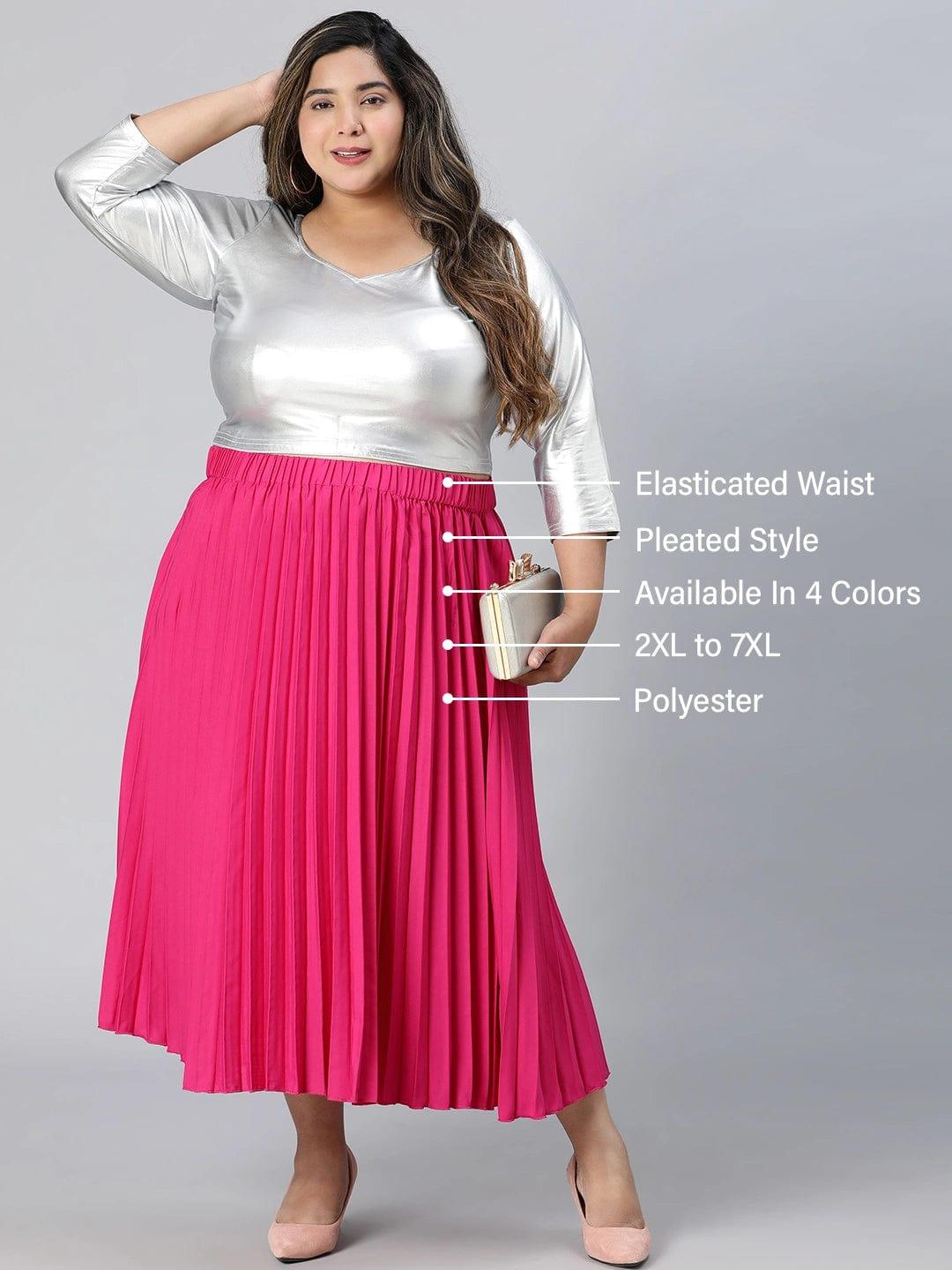 Starlight Pink Elasticated Pleated Plus Size Skirt